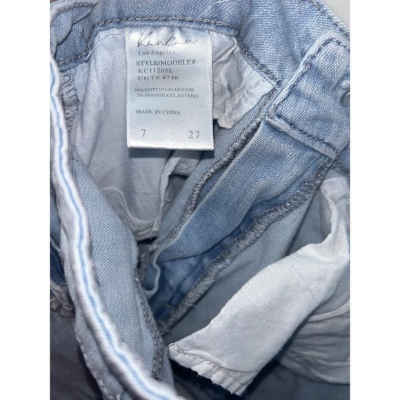 KanCan Denim Shorts 7/27 Light Wash Blue Distressed Ripped - Picture 5 of 6